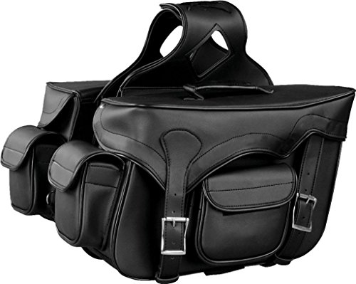 Milwaukee Performance SH666ZB Black Zip-Off Double Front Pocket PVC Throw Over Saddle Bag with Reflective Piping