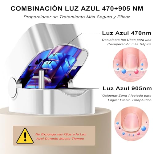 TRYXZSZ Dispositivo Portátil de Limpieza en las Uñas, Pequeño y lindo, fácil de usar, Combinación luz Dual 905 nm y 470 nm, Ciclo de Uso de 7 Minutos, Ayuda a Aliviar las Molestias en las Uñas