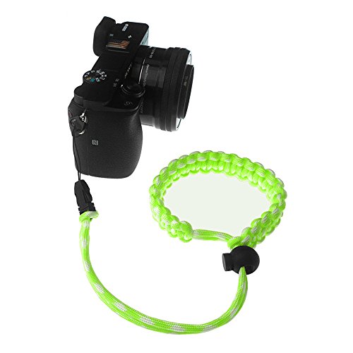 FoRapid Braided 550 Paracord Adjustable Camera Wrist Strap/Bracelet Quick Release Connector Fits All Camera Lugs for Mirrorless Compact System DSLR Cameras, Binoculars - Green/White