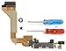 Dock Connector for Iphone 4 A1349 A1332 White USB Charging Port Flexcable Microphone Home Button and Loudspeaker Connector installed incl 2x screwdriver MMOBIEL
