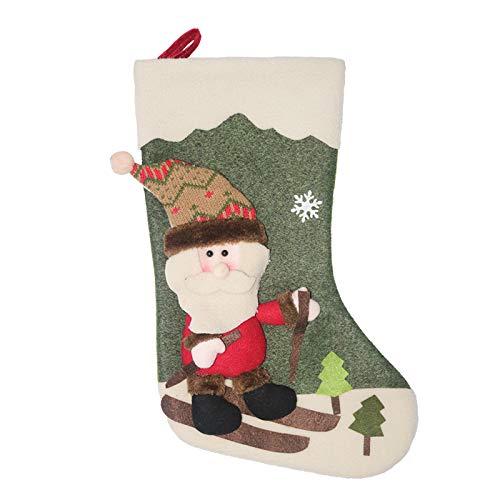 Chaussettes de Noël,Xmas Sac Cadeau 3pcs,Père Noël,Bonhomme de Neige et Renne Grandes Bas de Noël(46 * 22cm),décoration Noel pour Arbre, cheminée, vitrine,Sac de Bonbons