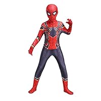 UTUMR The Spider-Verse Kids Bodysuit Spiderman Superhero Costumes Lycra Spandex Halloween Cosplay Costumes (L/130-140cm) Red