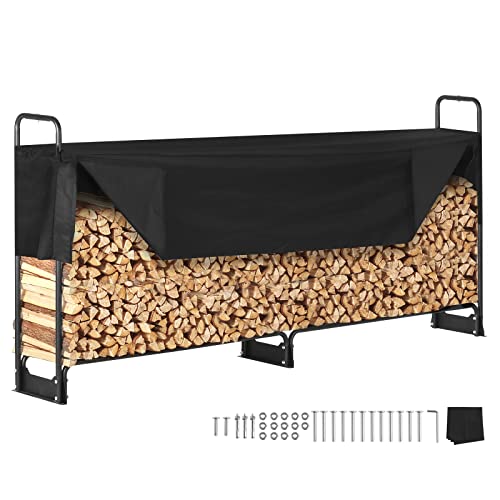VEVOR 8.5FT Outdoor Firewood Rack with Cover, 102x14.2x46.1 in, Heavy Duty Firewood