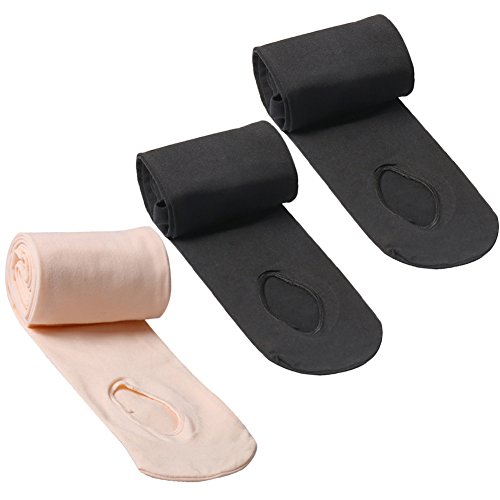 Girl's Ballet Dance Tights - Ultra-Soft Toddler Ballet Tights for Women (S, 2 Pairs Black + 1 Pair Pink)