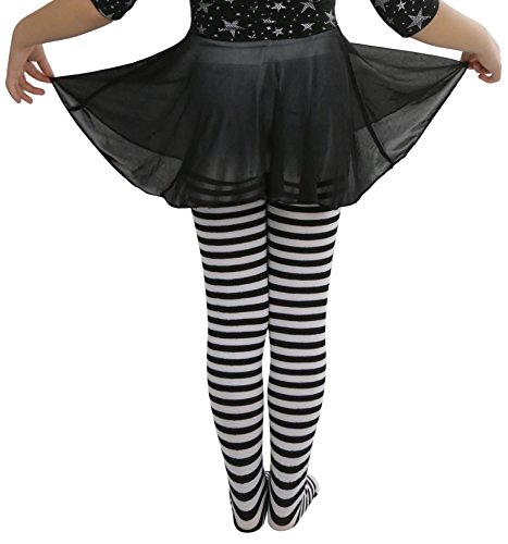 ToBeInStyle Girl's Girls Striped Tights - Black/White - S - Thumbnail 3