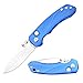 TANGRAM Folding Pocket Knife 2.89 Inch,Button Lock and Manual Opening, JPN Acuto Drop-Point Sharp Blade and Ultra Light Aluminum Handle,3.3 oz (Blue) Vector TG3003A2