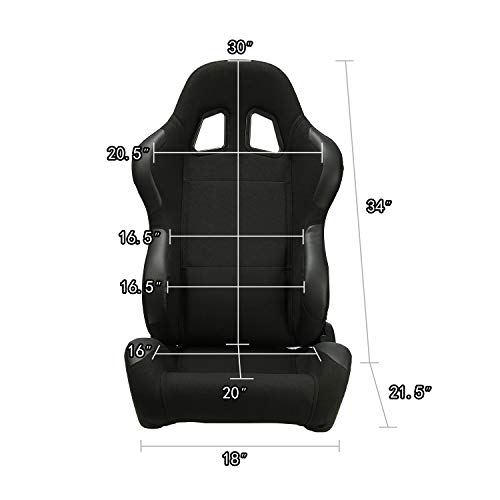 ModifyStreet 1 Pair Universal Black Pineapple Fabric/PVC Leather Racing Seats