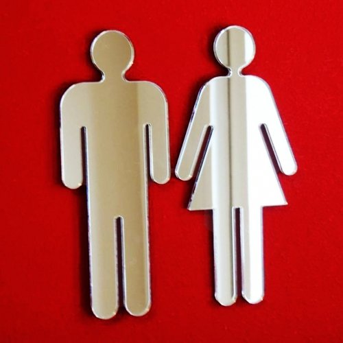Super Cool Creations Male & Female Toilet Door Sign Mirrors - 60cm x 28cm