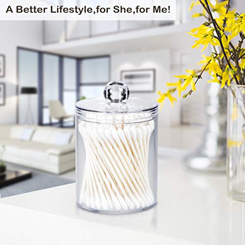 SheeChung Qtip Dispenser Apothecary Jars Qtip Holder Bathroom Storage