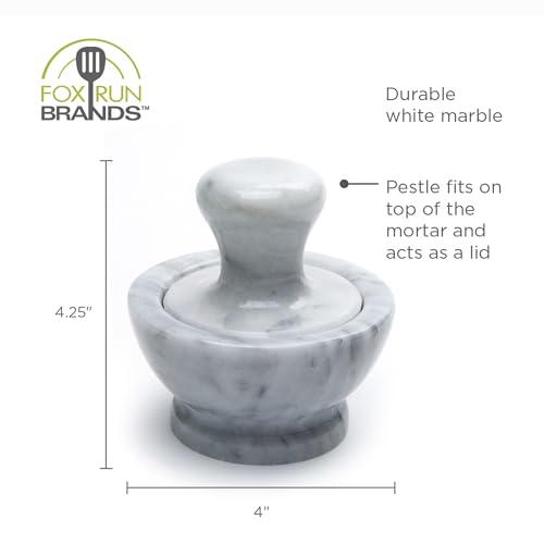 Fox Run Marble Mortar and Pestle, White