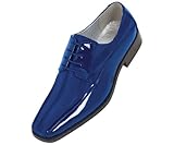 Viotti Mens Royal Blue Dress Oxford with Striped Satin and Patent Trim : Style 179 Royal Blue-052