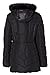 Sportoli Junior Women's Winter Plush Lined Midlength Puffer Coat with Fur Trimmed Hood - Jet Black (Medium)