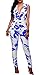 Mr.Seven Beaumode Womens Sleeveless Deep V-Neck Floral Printed Long Pants Jumpsuits Rompers (XL, Blue)
