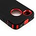 Gearonic Black & Red Three Layer Silicone PC Case Cover for iPhone 4 4G 4S