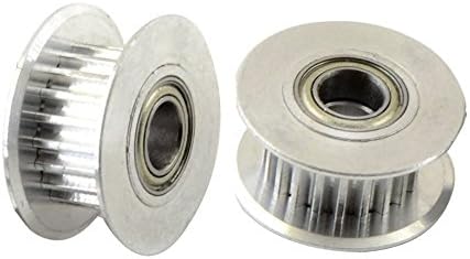 Orish 2 PCS Aluminum GT2 20T Pulley with Dual Ball Bearings for RepRap 3D Printer