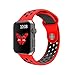 For Apple Watch Band, Wearlizer Soft Silicone Sport Replacement Strap for both Series 1 and Series 2 - 38mm Red and Black