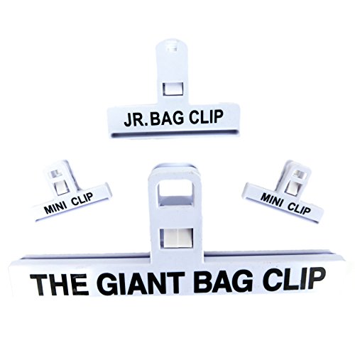 All Purpose Bag Clips - Assorted Size Air Tight Large Chip Clip Bag Clips Sealers Set for Chip Bags, Food Seals, Food Protection in Giant, Medium, Small Mini Sizes (4 Pack Set) by Enqargo