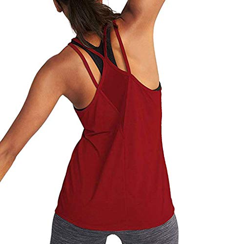 SMALLE_Clothing Activewear Tank Tops for Women,SMALLE◕‿◕ Women Yoga Workout Mesh Shirts Activewear Sexy Sports Tank Tops Wine - Thumbnail 4