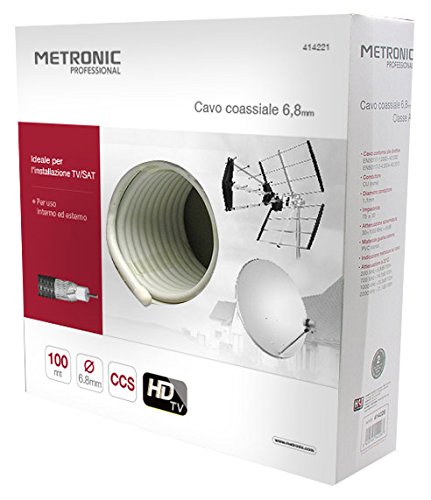 Metronic 414221 Coaxial Cable Tv/Sat Rg6 6.8 mm, Class B