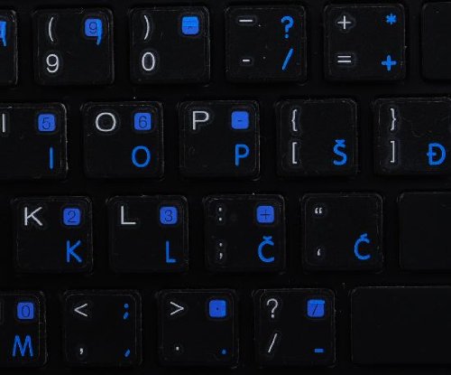 APPLE CROATIAN STICKERS FOR KEYBOARD WITH BLUE LETTERING TRANSPARENT BACKGROUND FOR DESKTOP, LAPTOP AND NOTEBOOK