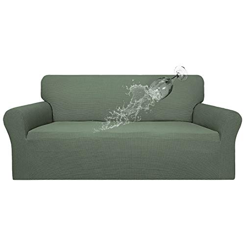 Easy-Going 100% Waterproof Couch Cover,Dual Waterproof Sofa Cover, Stretch Jacquard Sofa Slipcover, Leakproof Furniture Protector for Kids, Pets, Dog and Cat (Sofa, Grayish Green)