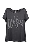 Wifey Cursive Womens Relaxed T-Shirt Tee Charcoal Grey
