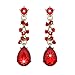 Youfir Bridal Austrian Crystal Necklace and Earrings Jewelry Set Gifts fit with Wedding Dress(Red)