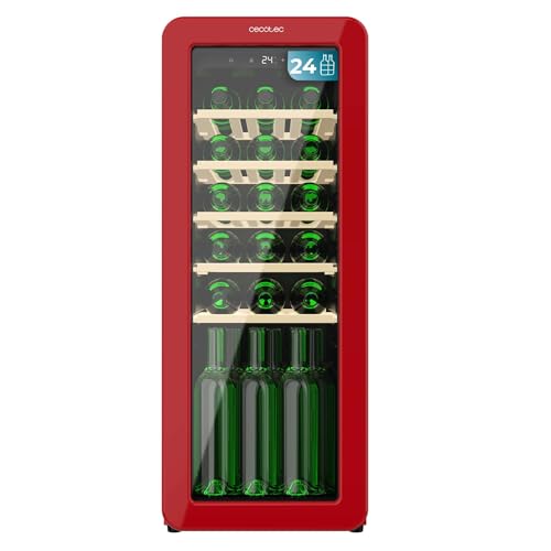 Cecotec Wine Cellar 24 Bottles Bolero GrandSommelier Origin 24 Hit Red. Retro wine cellar, red, 24 bottles, NoFrost, 5-20 ºC, LED, assisted ventilation