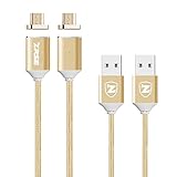 ZRSE 4th Generation Magnetic Braided USB Charging Cable for Samsung Galaxy S2 S3 S4 S6, Note 2/3/4/5,LG G4 G3, Sony Xperia Z5 Premium/Compact etc, Gold 2 Pack