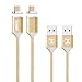 ZRSE 4th Generation Magnetic Braided USB Charging Cable for Samsung Galaxy S2 S3 S4 S6, Note 2/3/4/5,LG G4 G3, Sony Xperia Z5 Premium/Compact etc, Gold 2 Pack