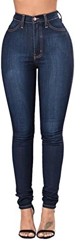 Emaker Women's Juniors Basic Stretchy Fit Skinny Jeans,Dark Blue,28 US(6)