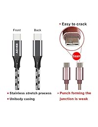 Cable USB C de nailon trenzado de carga rápida, tipo C, cargador para Samsung Galaxy Note 9 Note 8 S9 S8, funda amigable y duradera., Gris