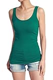 TheMogan Women's Plain Scoop Neck Stretch Cotton Tank Top