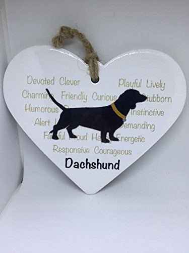 Tlm Dachshund Ceramic Heart shaped Plaque/Sign