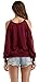Sarin Mathews Womens Halter Neck Top Cut Out Shoulder Blouse Sweatshirts Burgundy S