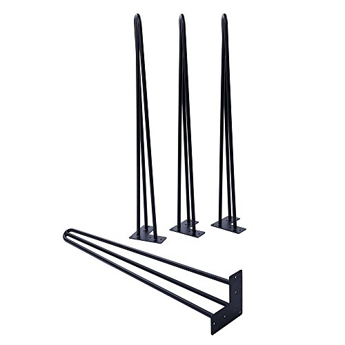 28" Hairpin Legs, 1/2" Diameter Cold Rolled Steel, 3-rod(Satin Black)Set of 4 Table Legs, Metal Legs, Furniture Legs,Coffee Table Legs,Desk Legs,Perfect for DIY Projects - Thumbnail 6