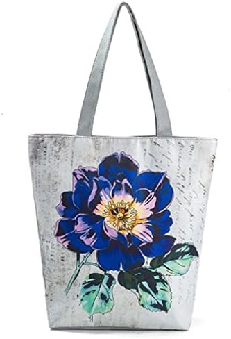 DUODUOQI Colorful Floral Printed Tote Handbag Women Canvas Shoulder Beach Bag 1130e