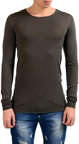 Rick Owens Men's Olive Green 100% Wool Crewneck Light Sweater US XL IT 54;