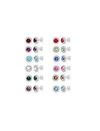 Devin Rose Sterling Silver Round Halo Stud Earrings for Women made With Swarovski Crystals (Crystal Various Imitation Birthstone)
