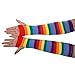 Hencu 2 Pairs Colorful Rainbow Stripe Long Knit Gloves Socks Set Party Accessory