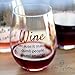 Wine Because it Makes Dumb People Sound Smarter | Funny Wine Glass | Stemless Wine Goblet | Perfect Wine Accessory | Unique Gift for Wine Lover, Best Friend, Bachelorette Party, Novelty Gift