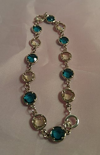 Indicolite Teal and Smoke Satin crystal beads Womenâ€™s Bracelet.
