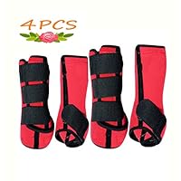 SKYCY Brushing Boot Horse Stable Neoprene Travel Boots Leg Protection Wrap Black - Set of 4 Leg Wraps Safe Direct Contact Treats Sprains Bites Non Slip