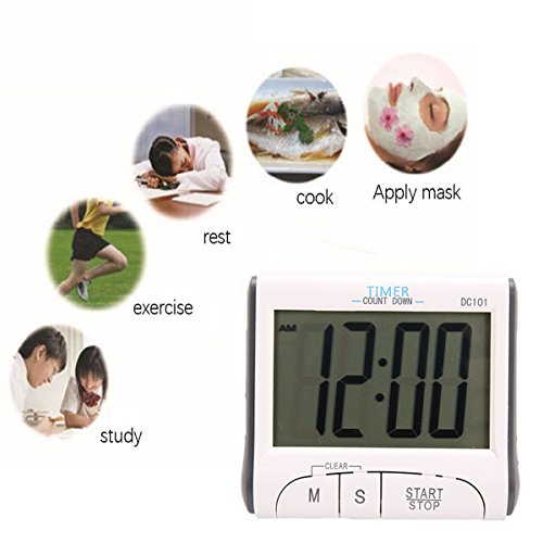 Digital Kitchen Timer & Stopwatch Big Digit Large Display Loud Alarm Magnetic Backing Stand Multifunctional Timers for Cooking Baking Sports Games Office (Battery Included)