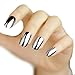 LOCOMO 12pc Metallic Color Electroplated Acrylic False Fake Full Nail Tip Art Silver NAC010SIL