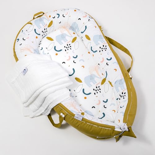 Babiesoul Baby Sleeping Bag – Cocoon Cot Reducer 0-6 Months – 100% Oeko-TEX Certified Cotton – 80 x 50 cm – Promotes Sleeping – Supervised Sleeping Bag