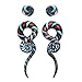 BodyJ4You 4PC Glass Ear Tapers Plugs 0G Aqua Blue Black Stripe Teardrop Spiral Gauges Set