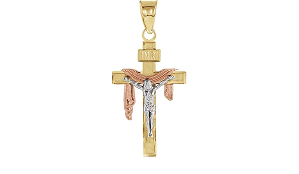 Tri-Color Crucifix Cross Pendant 