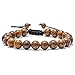 M MOOHAM Gemstone Bead Bracelets, 8mm Natural Stone Beads Bracelet, Men Women Stress Relief Yoga Beads Adjustable Semi-Precious Gemstone Bracelet Bangle