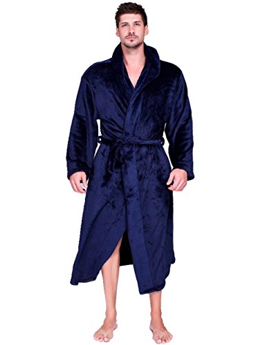 Hometom Bathrobes Warm Mens Womens Couple Fleece Robe Long Hooded